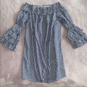 ⇩ BLUE AND WHITE CHECKED DRESS